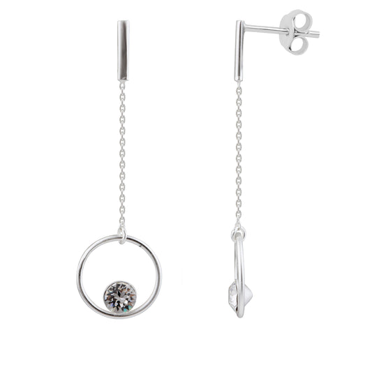 Boucles d'oreilles pendantes minimalistes en argent sterling avec zircones cubiques