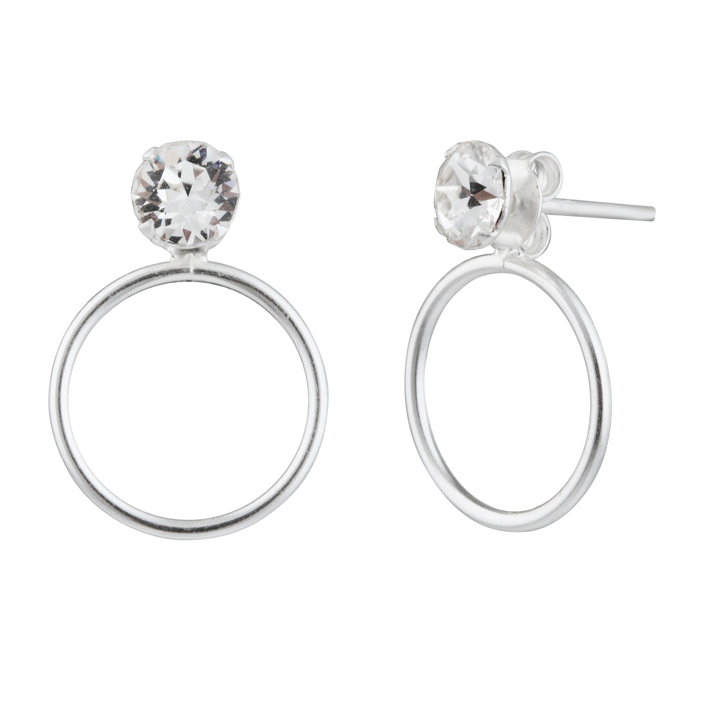 Boucles d'oreilles à tige minimalistes en argent sterling avec cercle Karma et zircones cubiques