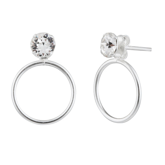 Boucles d'oreilles à tige minimalistes en argent sterling avec cercle Karma et zircones cubiques