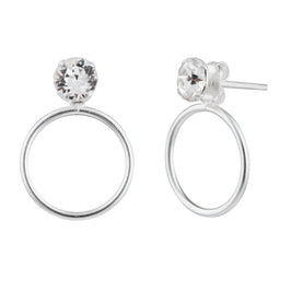 Boucles d'oreilles à tige minimalistes en argent sterling avec cercle Karma et zircones cubiques