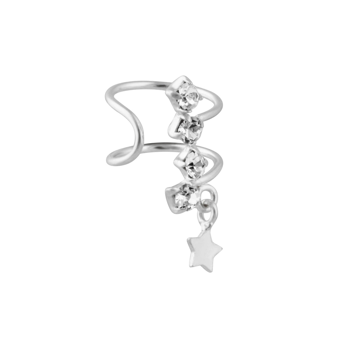 Boucles d'oreilles pendantes en argent sterling avec zircone cubique de 1 mm et étoile