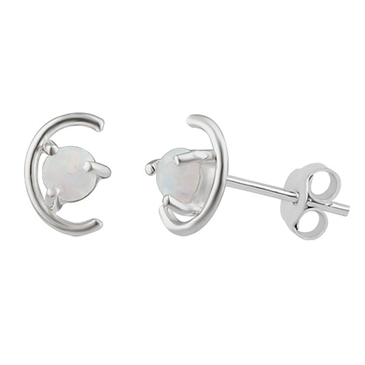 Boucles d'oreilles à tige en argent sterling avec fausse opale en forme de demi-lune