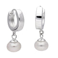 Boucles d'oreilles créoles en argent sterling avec perles d'eau douce de 14 mm
