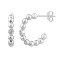 Boucles d'oreilles créoles ouvertes en argent sterling avec perles en oxyde de zirconium transparent