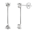 Boucles d'oreilles à tige en argent sterling avec double zircone cubique