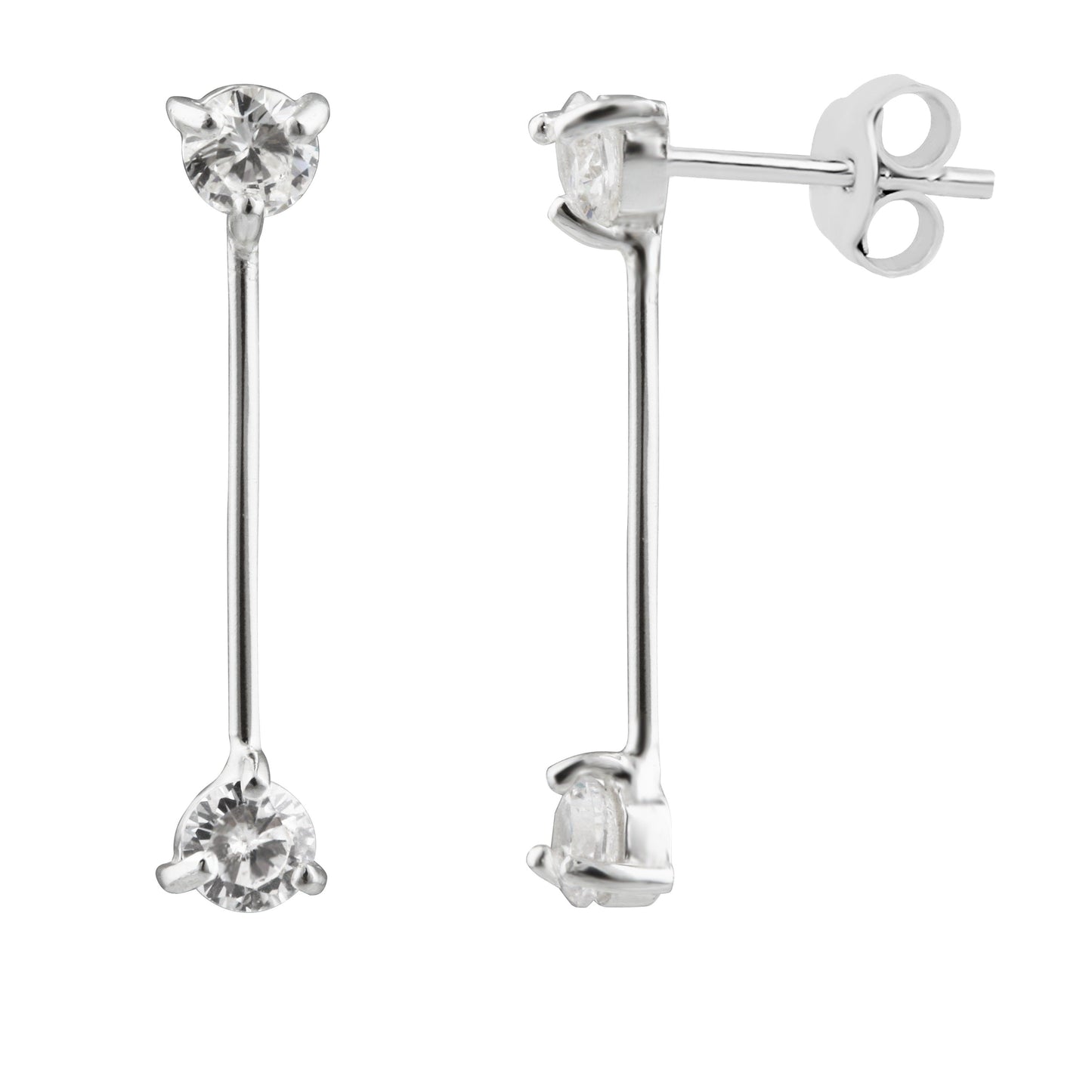Boucles d'oreilles à tige en argent sterling avec double zircone cubique