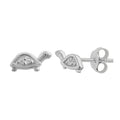 Boucles d'oreilles à tige tortue en argent sterling et zircone cubique transparent