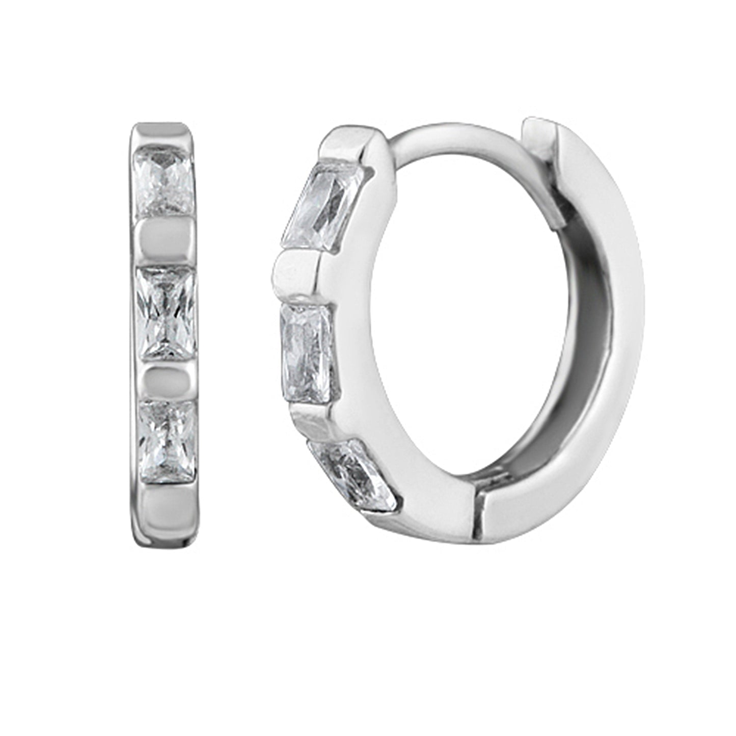 Boucles d'oreilles créoles en argent sterling avec zircones cubiques transparents de 12 mm