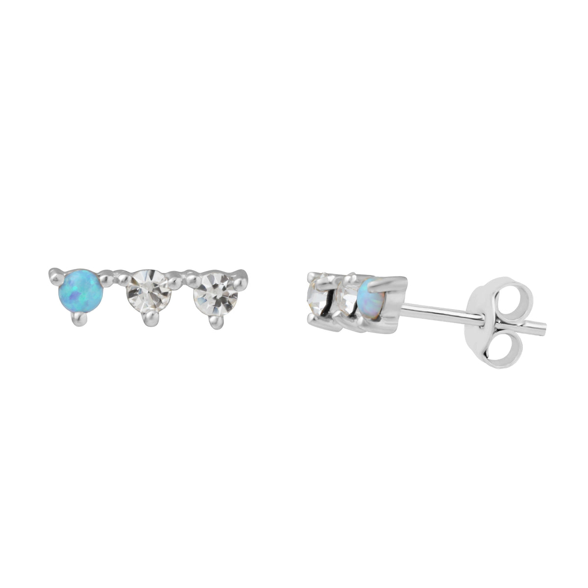 Boucles d'oreilles à tige en argent sterling avec triple zircone cubique et constellation