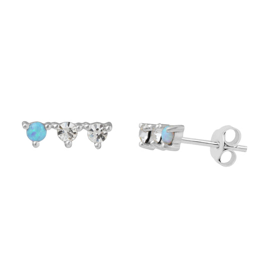 Boucles d'oreilles à tige en argent sterling avec triple zircone cubique et constellation