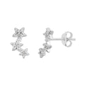Boucles d'oreilles à tige en argent sterling avec triple étoile pavée de zircones cubiques