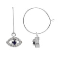 Boucles d'oreilles créoles en argent sterling avec breloque mauvais œil et zircone cubique de 15 mm