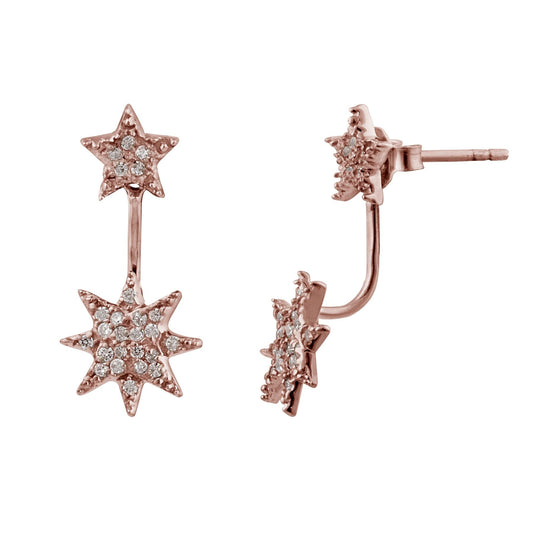 Boucles d'oreilles étoile en argent sterling plaqué or rose et zircones cubiques