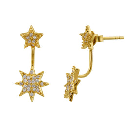 Boucles d'oreilles à tige en argent sterling plaqué or avec zircones cubiques
