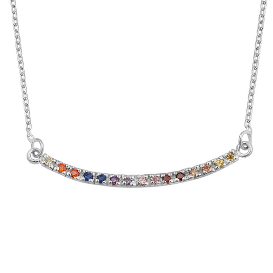 Collier en argent sterling avec barre incurvée arc-en-ciel en zircone cubique de 45,7 cm