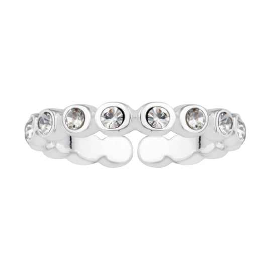 Bague d'éternité ouverte et réglable en argent sterling avec zircone cubique rond