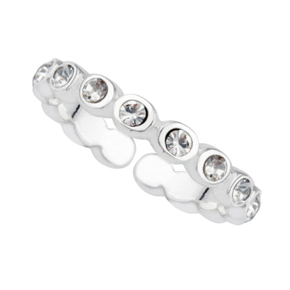 Bague d'éternité ouverte et réglable en argent sterling avec zircone cubique rond
