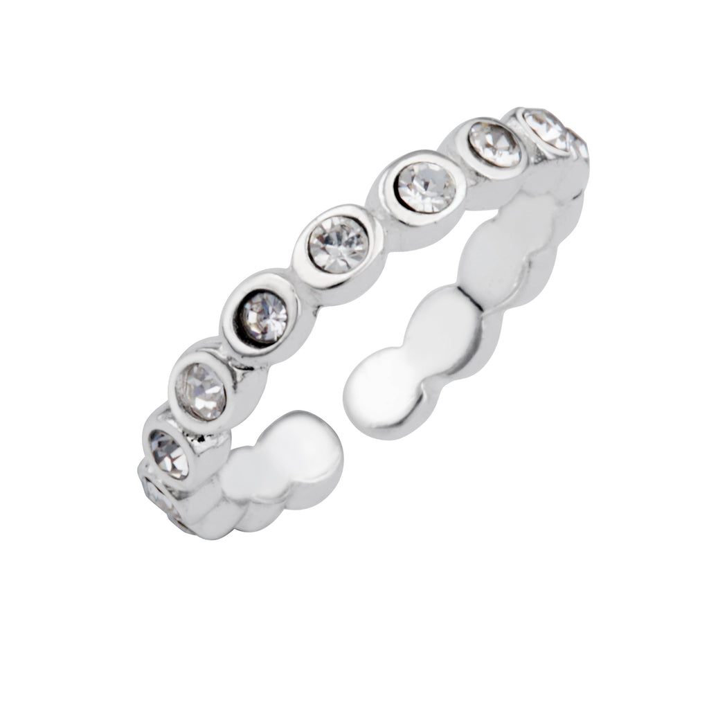 Bague d'éternité ouverte et réglable en argent sterling avec zircone cubique rond