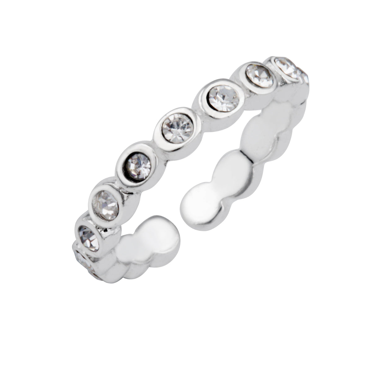 Bague d'éternité ouverte et réglable en argent sterling avec zircone cubique rond