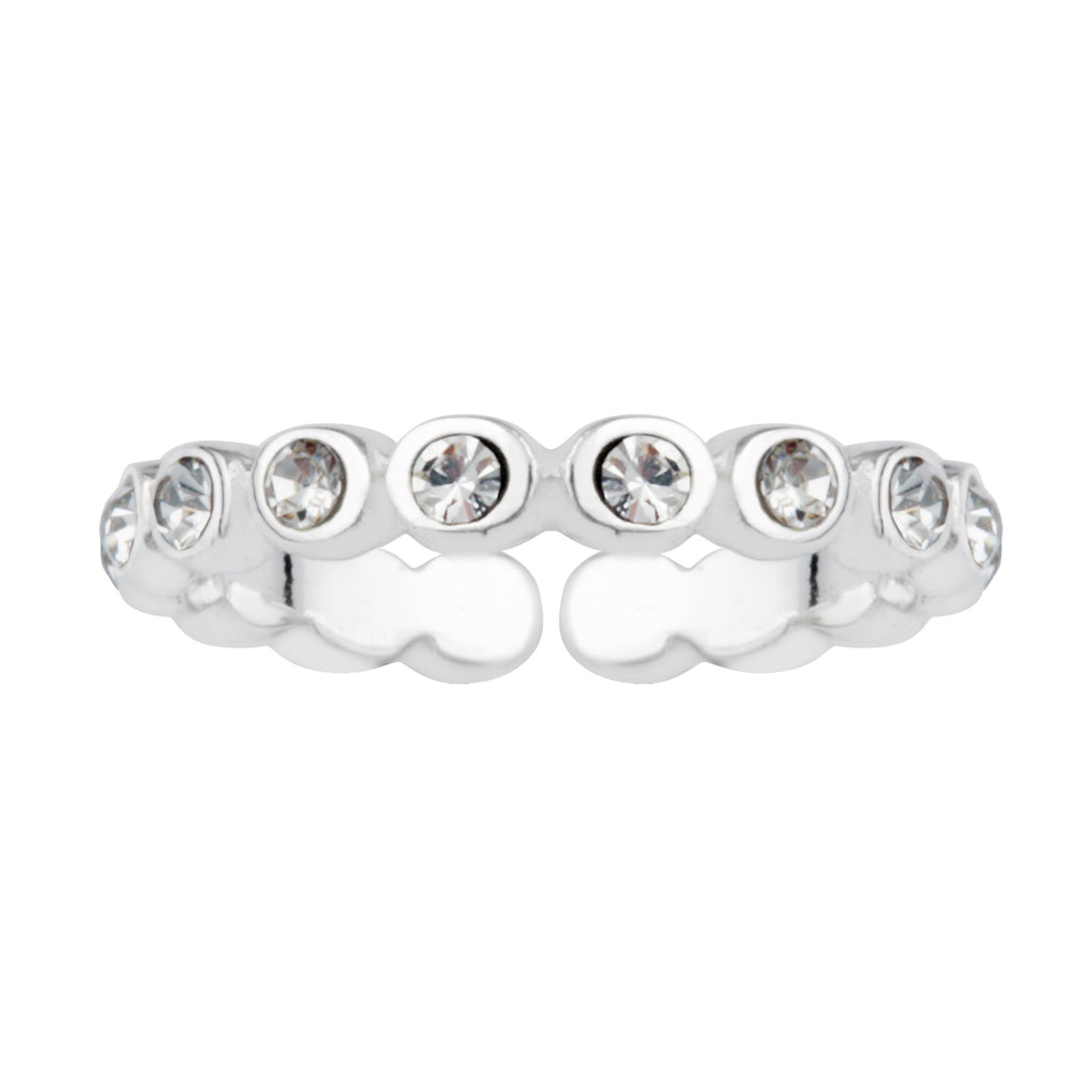 Bague d'éternité ouverte et réglable en argent sterling avec zircone cubique rond