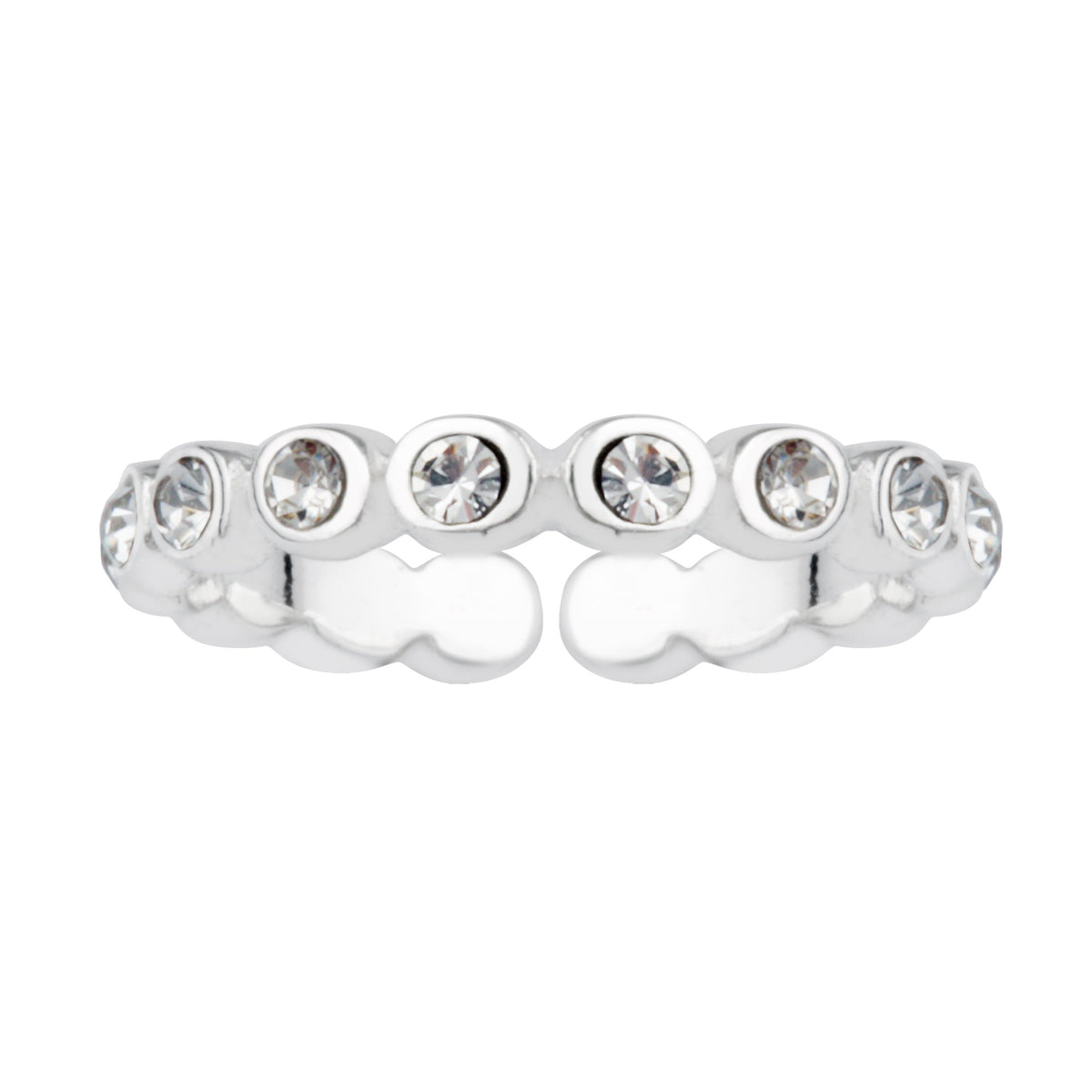 Bague d'éternité ouverte et réglable en argent sterling avec zircone cubique rond