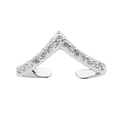 Bague ouverte réglable en argent sterling avec zircone cubique