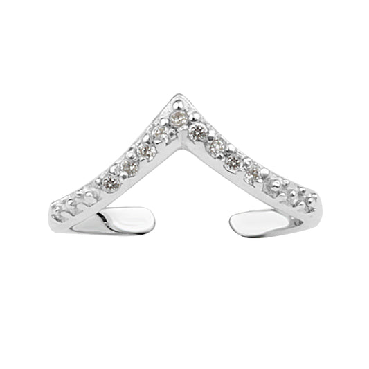 Bague ouverte réglable en argent sterling avec zircone cubique