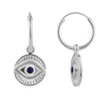 Boucles d'oreilles créoles en argent sterling avec breloques en lapis-lazuli et œil maléfique de 12 mm