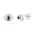 Boucles d'oreilles à tige en argent sterling et lapis-lazuli avec mauvais œil