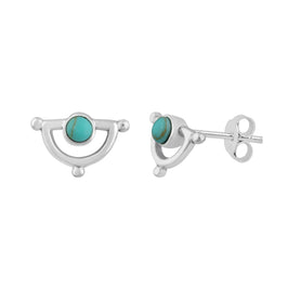 Boucles d'oreilles à tige en argent sterling et turquoise demi-lune