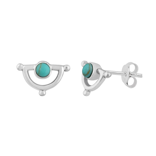 Boucles d'oreilles à tige en argent sterling et turquoise demi-lune