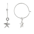 Boucles d'oreilles créoles en argent sterling avec breloque étoile de mer de 16 mm