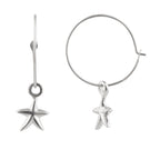 Boucles d'oreilles créoles en argent sterling avec breloque étoile de mer de 16 mm