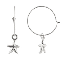 Boucles d'oreilles créoles en argent sterling avec breloque étoile de mer de 16 mm