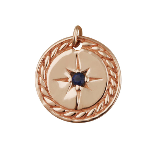 Breloque médaillon étoile en argent sterling plaqué or rose