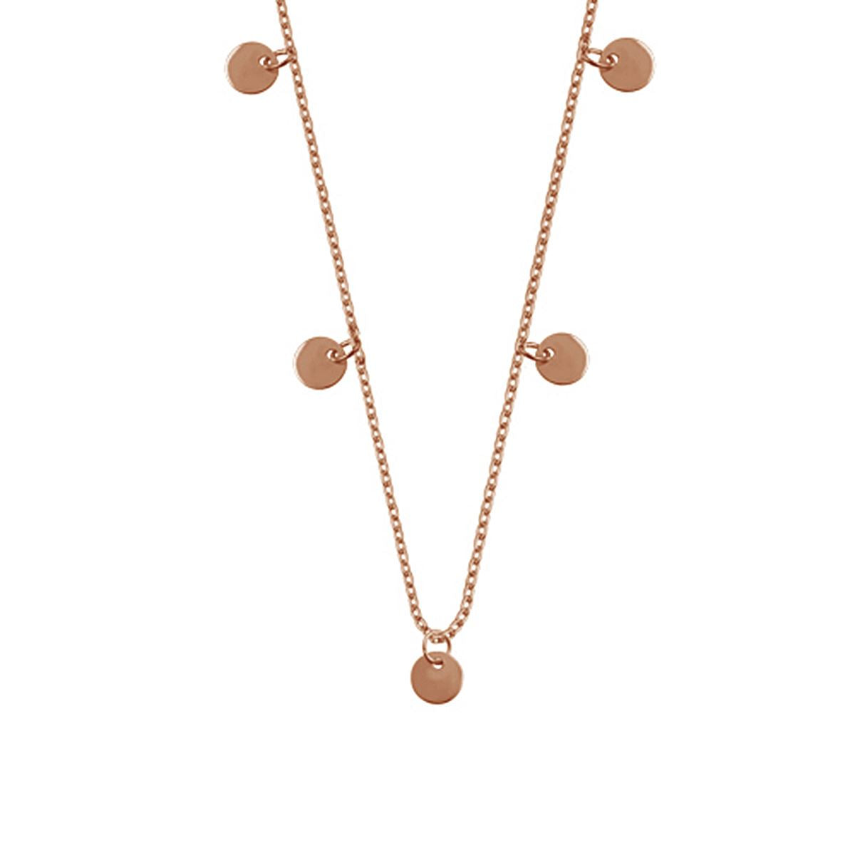 Collier à cercles multiples en argent sterling plaqué or rose 40 cm