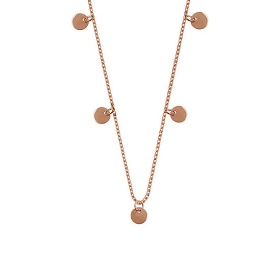 Collier à cercles multiples en argent sterling plaqué or rose 40 cm