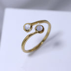Bague ajustable en argent sterling plaqué or et pierre de lune