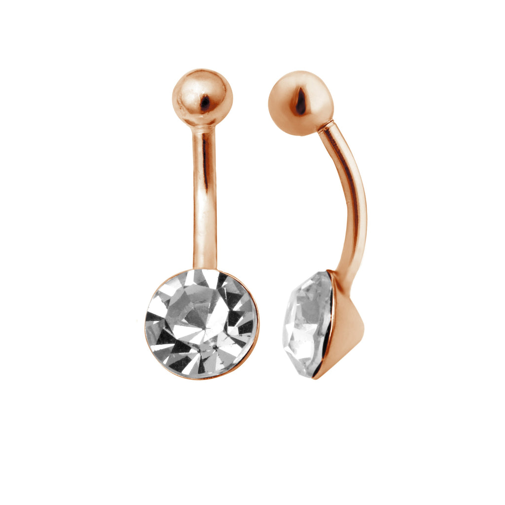 Piercing de nombril en argent sterling plaqué or rose et zircone cubique rond de 8 mm