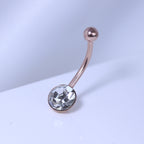 Piercing de nombril en argent sterling plaqué or rose et zircone cubique rond de 8 mm