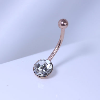 Piercing de nombril en argent sterling plaqué or rose et zircone cubique rond de 8 mm