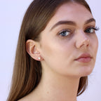 Boucles d'oreilles à tige en argent sterling plaqué or rose avec pierre de lune et soleil de 5 mm