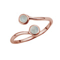 Bague ajustable en argent sterling plaqué or rose et pierre de lune