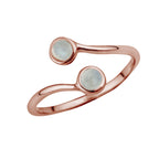 Bague ajustable en argent sterling plaqué or rose et pierre de lune