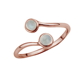Bague ajustable en argent sterling plaqué or rose et pierre de lune