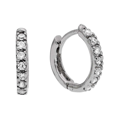 Boucles d'oreilles créoles à charnière en argent sterling et zircone cubique de 12 mm