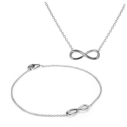 Ensemble collier et bracelet Infinity en argent sterling