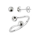 Ensemble de boucles d'oreilles à tige et bague réglable en argent sterling avec fausse howlite