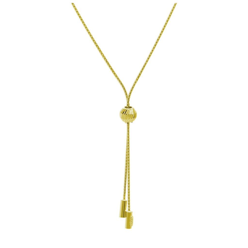 Collier double réglable en argent sterling plaqué or avec boule