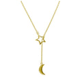 Collier goutte étoile lune en argent sterling plaqué or